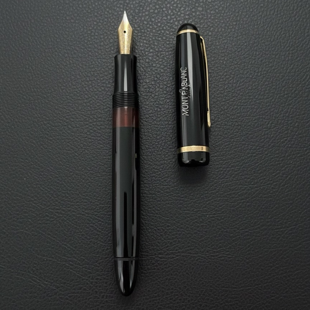 Montblanc 342G 14k Gold Broad Nib Black Fountain Pen 1950s (RARE)
